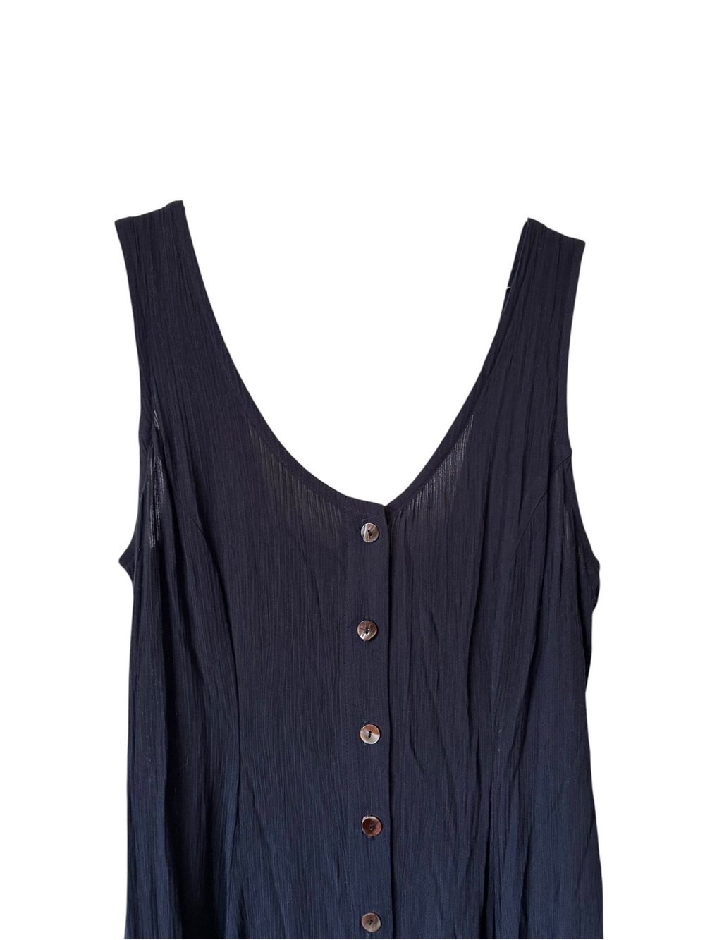 Vintage Express Sleeveless Button-Front Maxi Dress in Navy Blue Size L - Picture 2 of 4